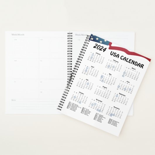 Amerikaanse Flag Agenda Planner 2024 (Display)