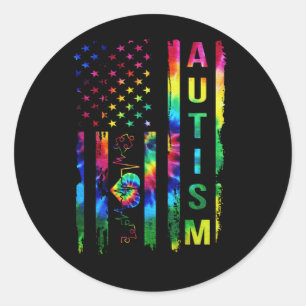 Amerikaanse Flag Autism Awareness Teacher Mam Supp Ronde Sticker