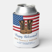 Amerikaanse Flag Boots Retirement Party Blikjeskoeler (Blikje Voorkant)