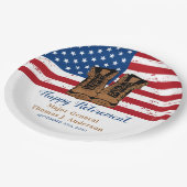 Amerikaanse Flag Boots Retirement Party Papieren Bordje (Gekanteld)