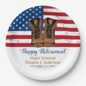 Amerikaanse Flag Boots Retirement Party Papieren Bordje (Voorkant)
