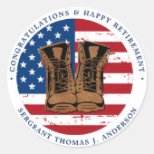 Amerikaanse Flag Boots Retirement Party Ronde Sticker (Voorkant)