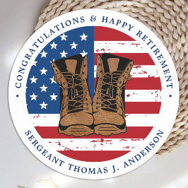 Amerikaanse Flag Boots Retirement Party Ronde Sticker