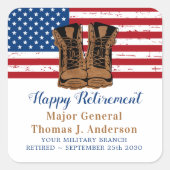 Amerikaanse Flag Boots Retirement Party Vierkante Sticker (Voorkant)
