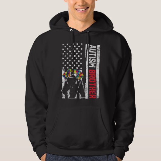Amerikaanse Flag Brother Beer Autism Awareness Sup Hoodie (Voorkant)