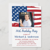 Amerikaanse Flag Custom Photo 50th Birthday Party Kaart (Voorkant)