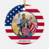 Amerikaanse Flag Custom Photo Patriotic Kerstmis Keramisch Ornament (Voorkant)