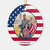 Amerikaanse Flag Custom Photo Patriotic Kerstmis Keramisch Ornament (Links)