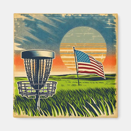  Amerikaanse Flag Disc Golf  Sun Magneet (Voorkant)