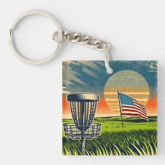  Amerikaanse Flag Disc Golf  Sun Sleutelhanger (voorkant)