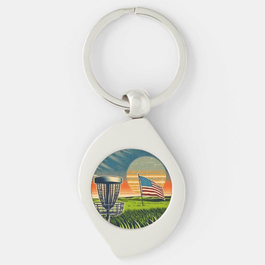  Amerikaanse Flag Disc Golf  Sun Sleutelhanger (Voorkant)