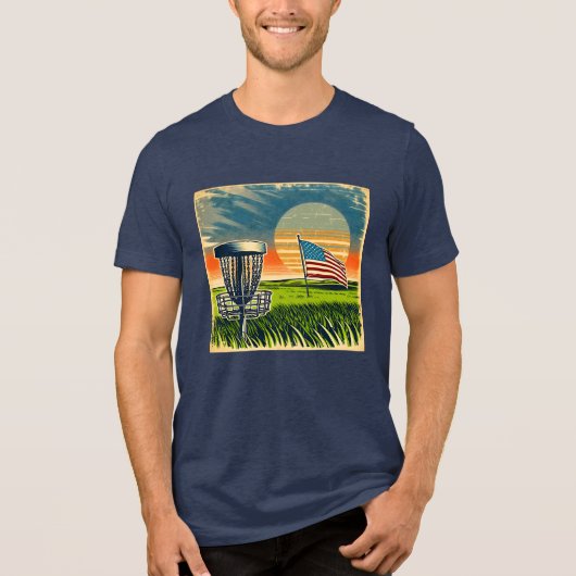 Amerikaanse Flag Disc Golf Sun Tri-Blend Shirt (Voorkant)