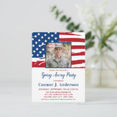 Amerikaanse Flag Foto: Militair onderweg Uitnodiging Briefkaart (Staand voorkant)