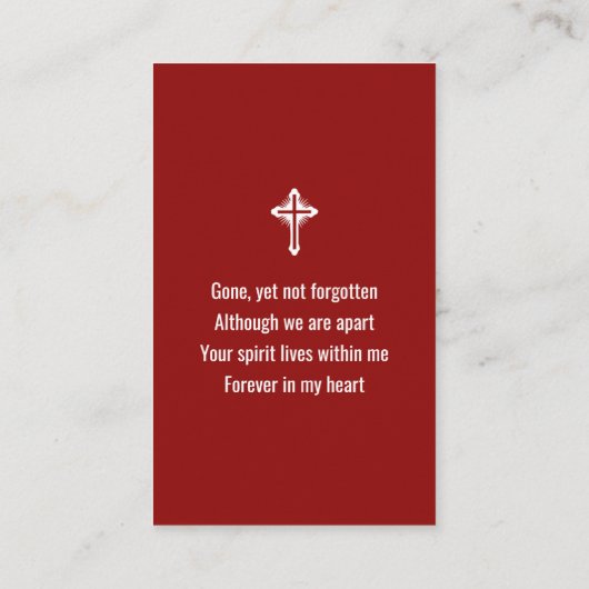 Amerikaanse Flag Funeral Memorial Prayer Photo Car Visitekaartje (Achterkant)