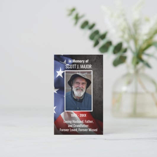 Amerikaanse Flag Funeral Memorial Prayer Photo Car Visitekaartje (Staand voorkant)