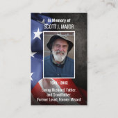 Amerikaanse Flag Funeral Memorial Prayer Photo Car Visitekaartje (Voorkant)