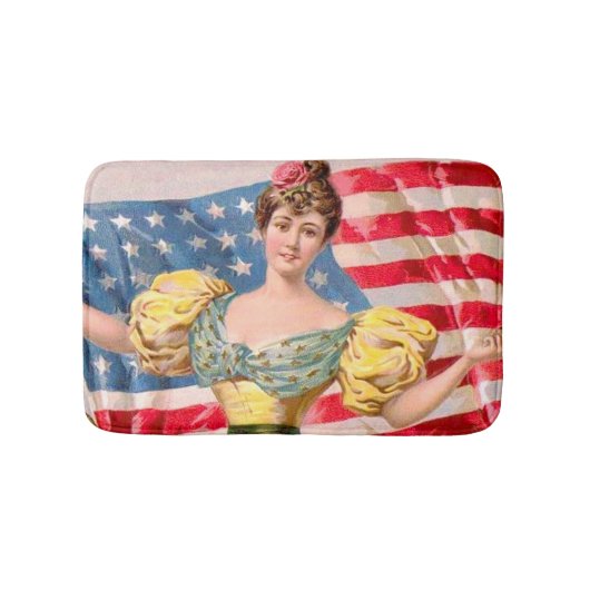 Amerikaanse Flag Lady Liberty Independence Badmat (Voorkant)