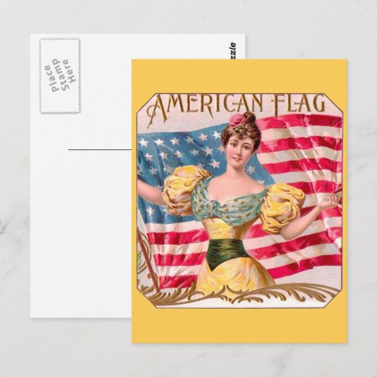 Amerikaanse Flag Lady Liberty Independence Briefkaart (Voorkant / Achterkant)
