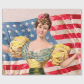 Amerikaanse Flag Lady Liberty Independence Cadeaupapier (Vlak)