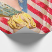 Amerikaanse Flag Lady Liberty Independence Cadeaupapier (Hoek)