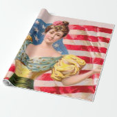 Amerikaanse Flag Lady Liberty Independence Cadeaupapier (Uitgerold)