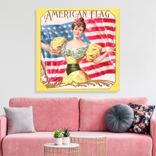 Amerikaanse Flag Lady Liberty Independence Canvas Afdruk (Insitu (Woonkamer))