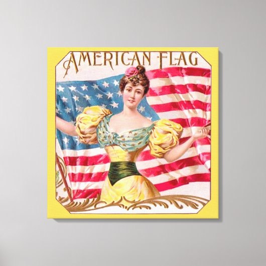 Amerikaanse Flag Lady Liberty Independence Canvas Afdruk (Voorkant)