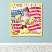 Amerikaanse Flag Lady Liberty Independence Canvas Afdruk (Insitu (Houten vloer))