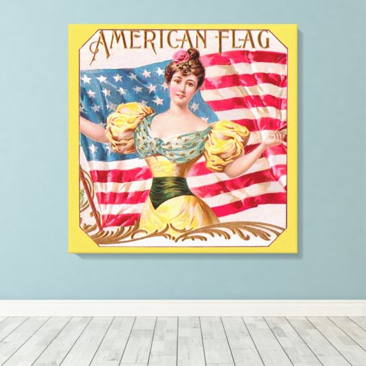 Amerikaanse Flag Lady Liberty Independence Canvas Afdruk (Insitu (Houten vloer))