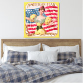 Amerikaanse Flag Lady Liberty Independence Canvas Afdruk (Insitu (Slaapkamer))