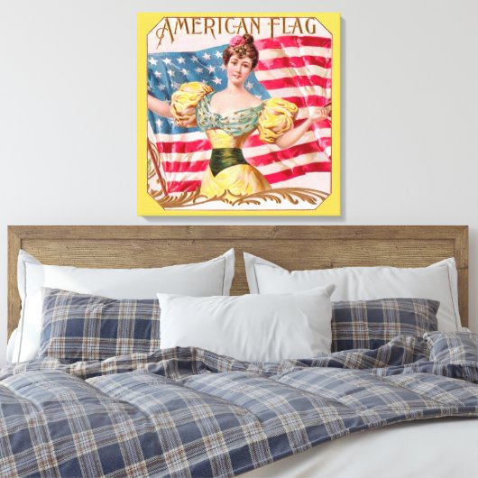 Amerikaanse Flag Lady Liberty Independence Canvas Afdruk (Insitu (Slaapkamer))