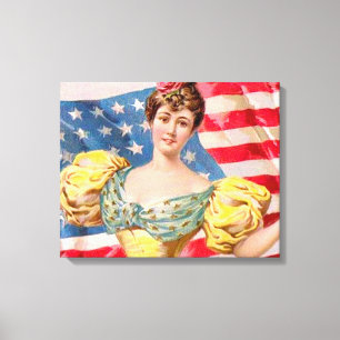 Amerikaanse Flag Lady Liberty Independence Canvas Afdruk