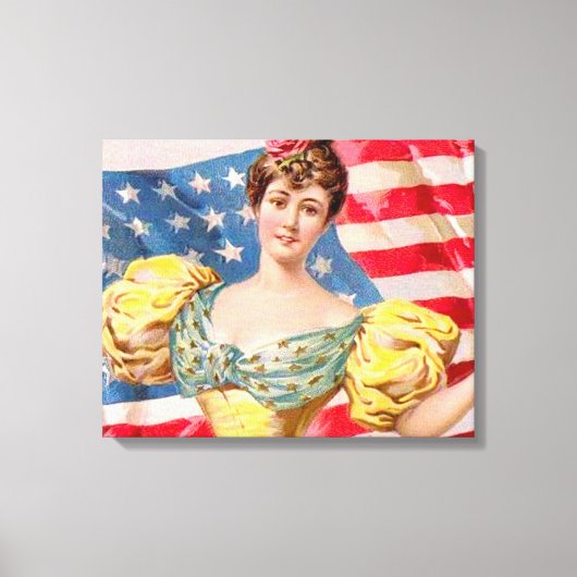 Amerikaanse Flag Lady Liberty Independence Canvas Afdruk (Voorkant)