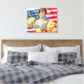 Amerikaanse Flag Lady Liberty Independence Canvas Afdruk (Insitu (Slaapkamer))
