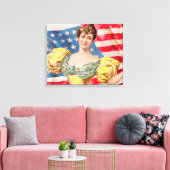 Amerikaanse Flag Lady Liberty Independence Canvas Afdruk (Insitu (Woonkamer))