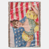 Amerikaanse Flag Lady Liberty Independence Deken (Voorkant Verticaal)