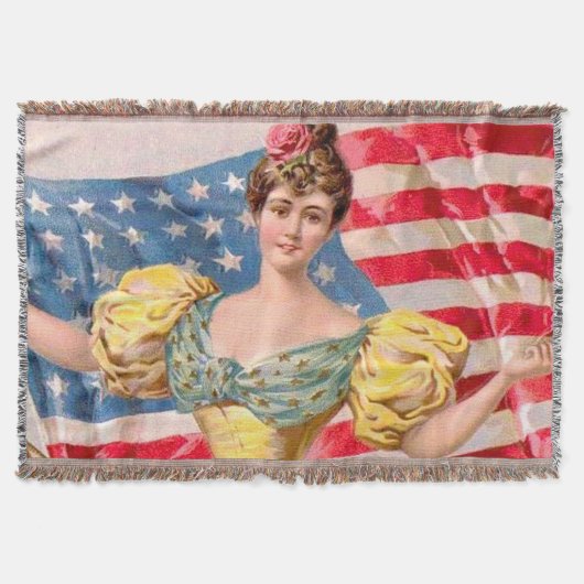 Amerikaanse Flag Lady Liberty Independence Deken (Voorkant)