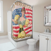 Amerikaanse Flag Lady Liberty Independence Douchegordijn (In situ)