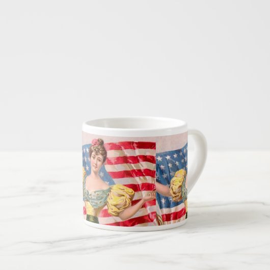 Amerikaanse Flag Lady Liberty Independence Espresso Kop (Voorkant rechts)
