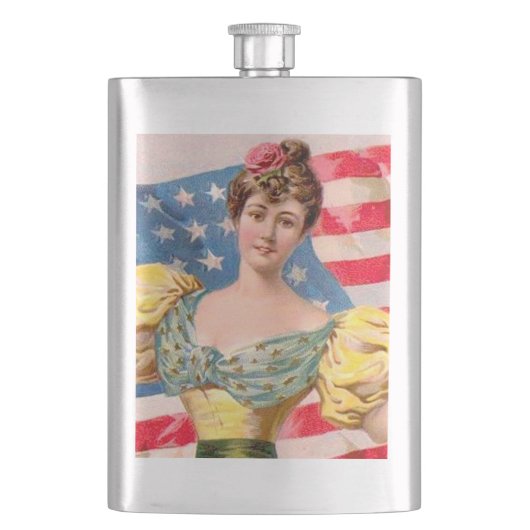 Amerikaanse Flag Lady Liberty Independence Heupfles (Voorkant)