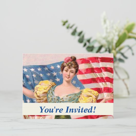 Amerikaanse Flag Lady Liberty Independence Kaart (Staand voorkant)