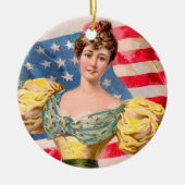 Amerikaanse Flag Lady Liberty Independence Keramisch Ornament (Voorkant)