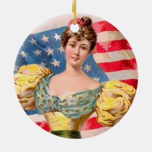 Amerikaanse Flag Lady Liberty Independence Keramisch Ornament