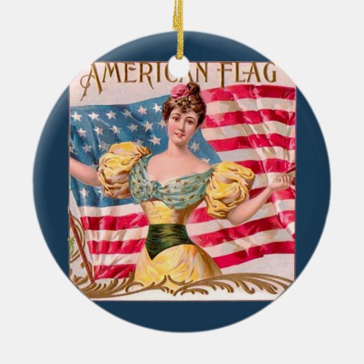 Amerikaanse Flag Lady Liberty Independence Keramisch Ornament (Achterkant)