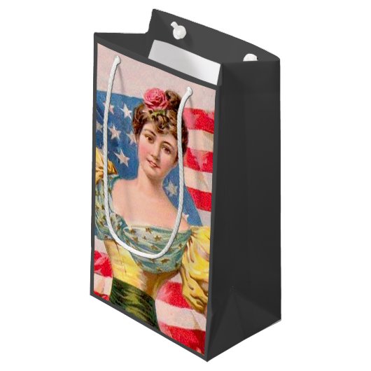Amerikaanse Flag Lady Liberty Independence Klein Cadeauzakje (Voorkant Gekanteld)