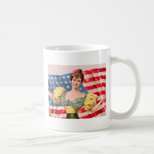 Amerikaanse Flag Lady Liberty Independence Koffiemok (Rechts)