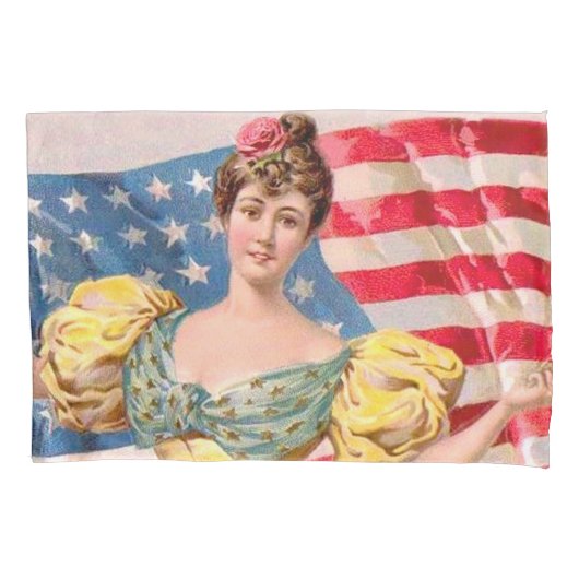Amerikaanse Flag Lady Liberty Independence Kussensloop (Voorkant)