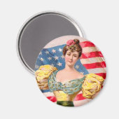 Amerikaanse Flag Lady Liberty Independence Magneet (Voorkant / Achterkant)