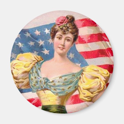 Amerikaanse Flag Lady Liberty Independence Magneet (Voorkant)