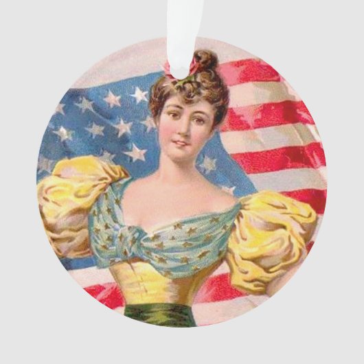 Amerikaanse Flag Lady Liberty Independence Ornament (voorkant)